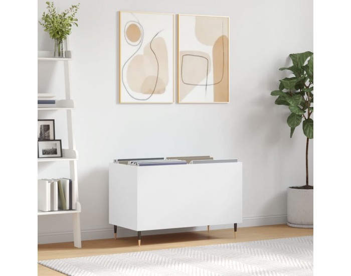 Sonata H Шкаф за грамофонни плочи бял 74,5x38x48 см инженерно дърво