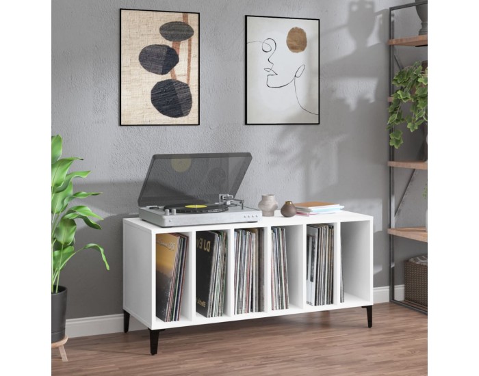 Sonata H Шкаф за грамофонни плочи бял 100x38x48 см инженерно дърво