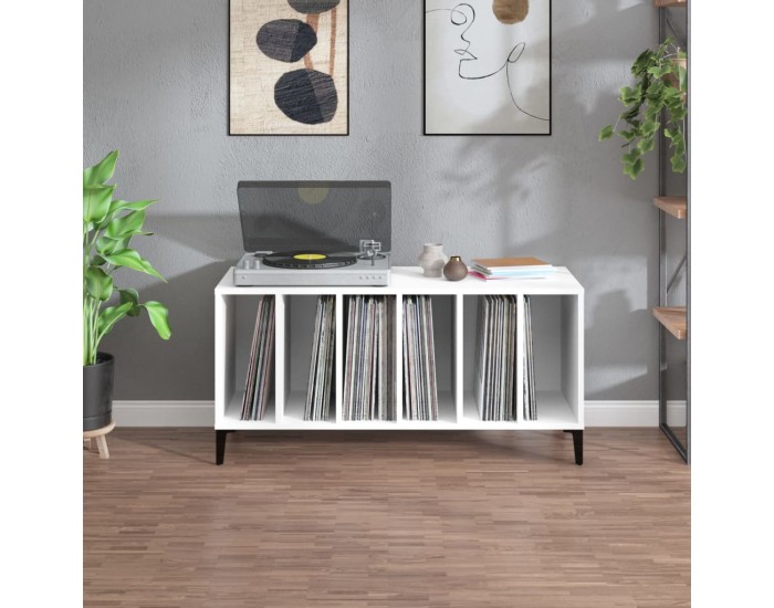 Sonata H Шкаф за грамофонни плочи бял 100x38x48 см инженерно дърво