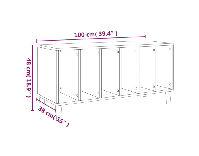 Sonata H Шкаф за грамофонни плочи черен 100x38x48 см инженерно дърво