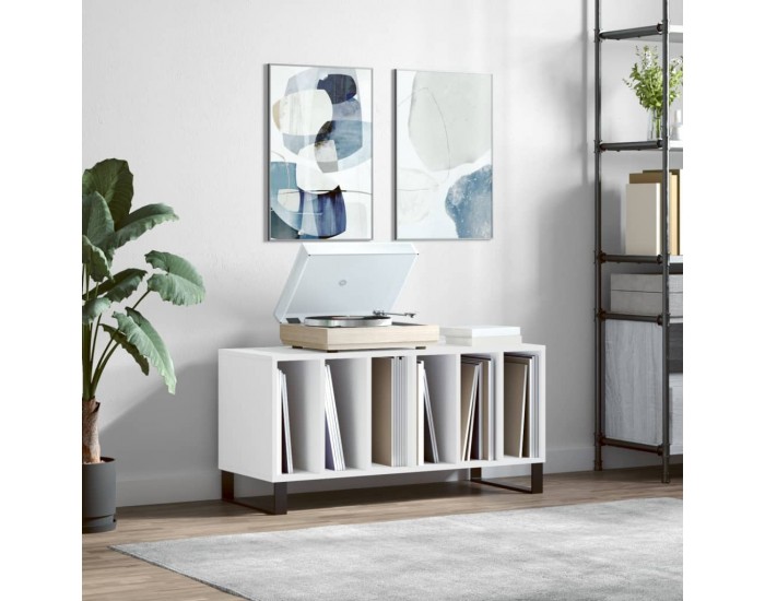 Sonata H Шкаф за грамофонни плочи бял 100x38x48 см инженерно дърво