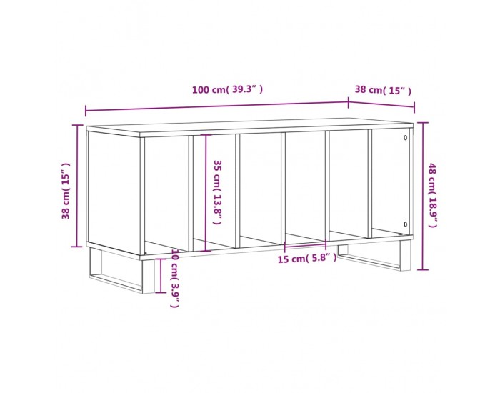 Sonata H Шкаф за грамофонни плочи бял 100x38x48 см инженерно дърво