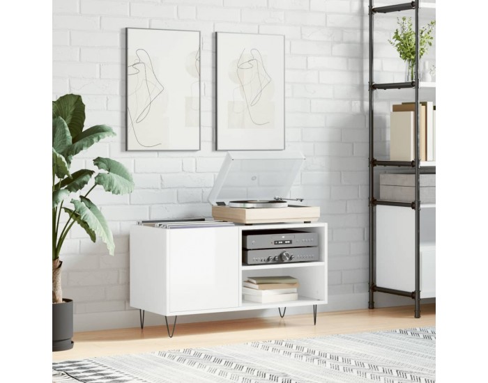 Sonata H Шкаф за грамофонни плочи бял гланц 85x38x48 см инженерно дърво