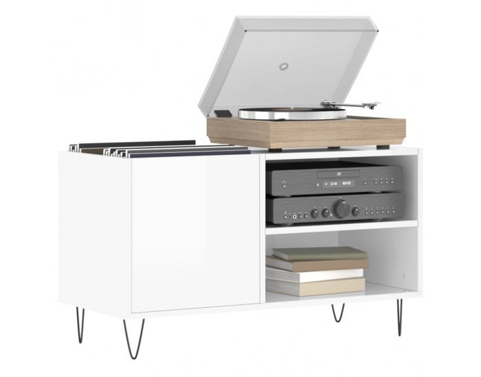 Sonata H Шкаф за грамофонни плочи бял гланц 85x38x48 см инженерно дърво