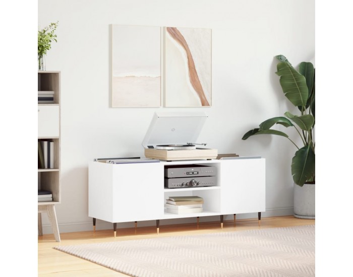 Sonata H Шкаф за грамофонни плочи бял 121x38x48 см инженерно дърво