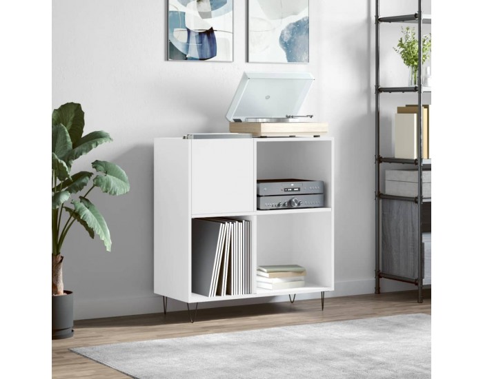 Sonata H Шкаф за грамофонни плочи бял 84,5x38x89 см инженерно дърво