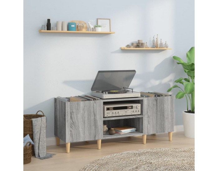 Sonata H Шкаф за винилови плочи сив сонома 121x38x48 см инженерно дърво