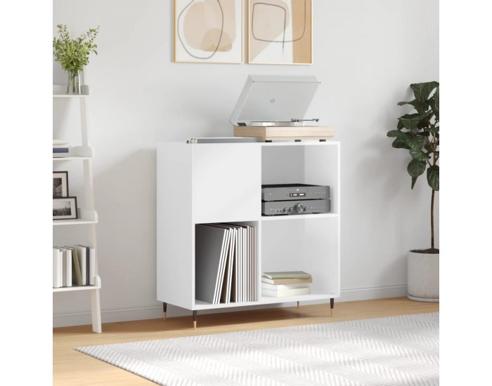 Sonata H Шкаф за винилови плочи бял гланц 84,5x38x89 см инженерно дърво