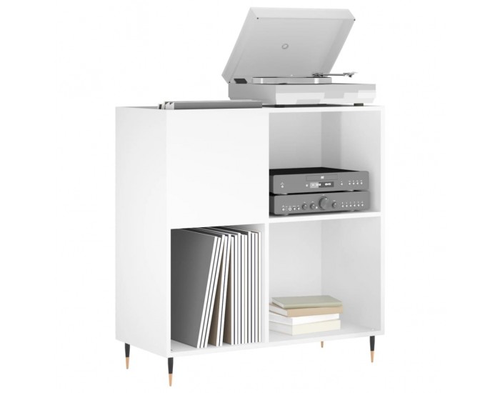 Sonata H Шкаф за винилови плочи бял гланц 84,5x38x89 см инженерно дърво