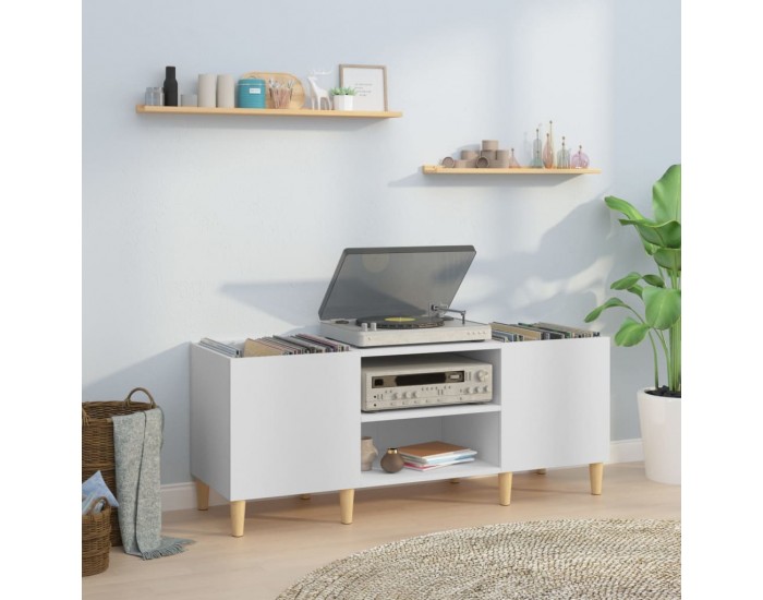 Sonata H Шкаф за грамофонни плочи бял 121x38x48 см инженерно дърво