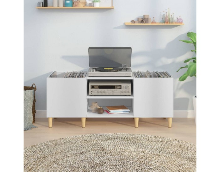 Sonata H Шкаф за грамофонни плочи бял 121x38x48 см инженерно дърво