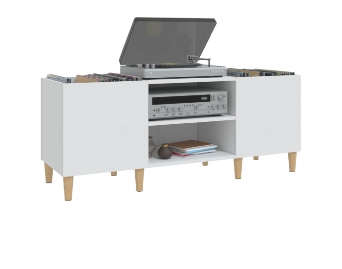 Sonata H Шкаф за грамофонни плочи бял 121x38x48 см инженерно дърво