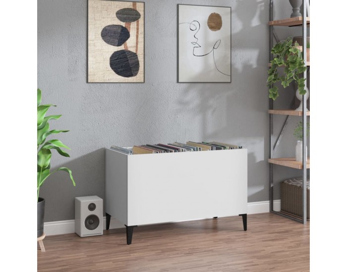 Sonata H Шкаф за грамофонни плочи бял 74,5x38x48 см инженерно дърво