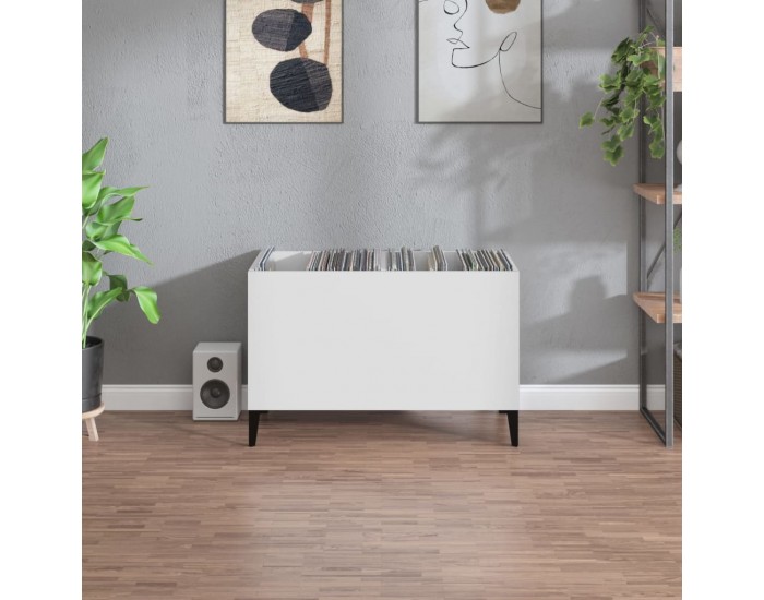 Sonata H Шкаф за грамофонни плочи бял 74,5x38x48 см инженерно дърво