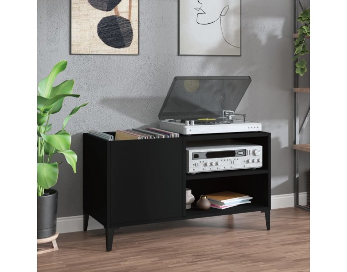 Sonata H Шкаф за грамофонни плочи черен 84,5x38x48 см инженерно дърво
