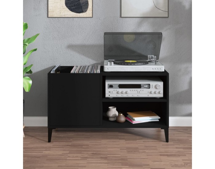 Sonata H Шкаф за грамофонни плочи черен 84,5x38x48 см инженерно дърво
