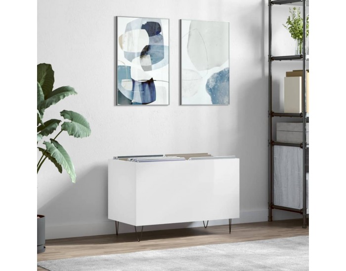 Sonata H Шкаф за винилови плочи бял гланц 74,5x38x48 см инженерно дърво