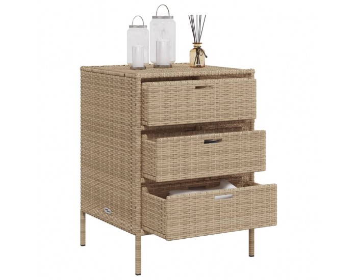 Sonata H Градински шкаф за съхранение бежов 55x59x80 см полиратан