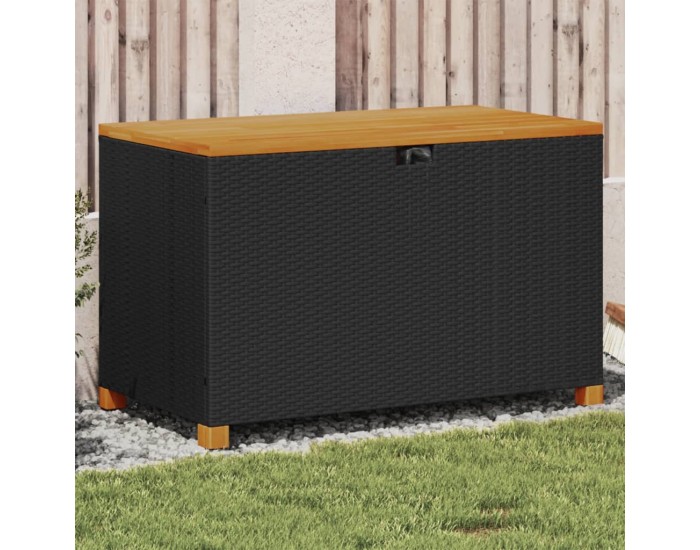 Sonata H Градинска кутия за съхранение черна 110x55x63см PE ратан акация