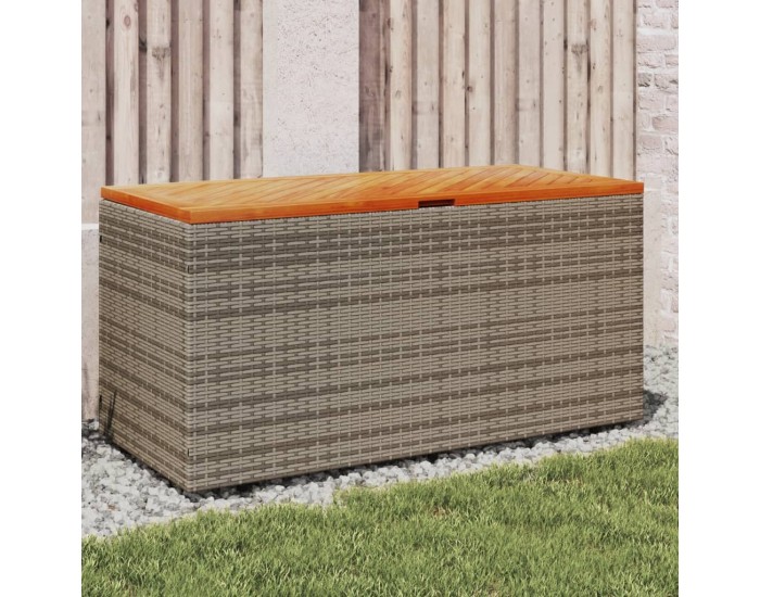 Sonata H Градинска кутия за съхранение сив 110x50x54 см PE ратан акация