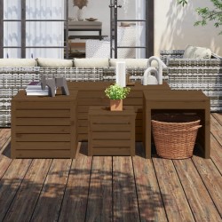 Sonata H Комплект градински кутии от 4 части, меденокафяво, бор масив - Construcții de exterior