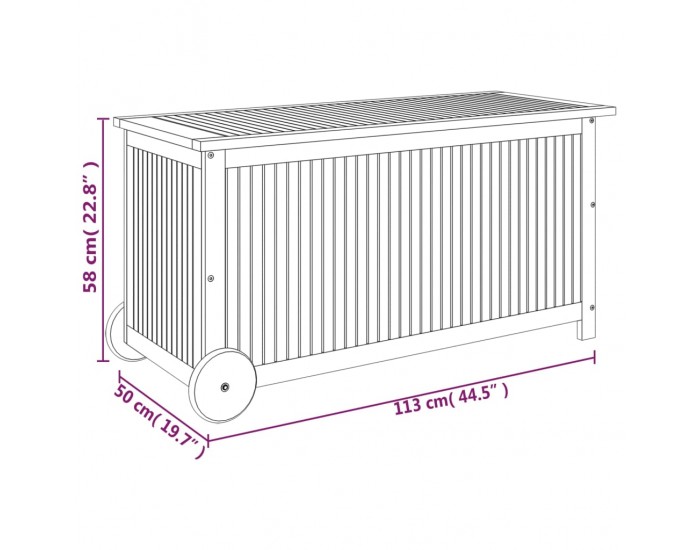 Sonata H Градинска кутия за съхранение с колела 113x50x58см акация масив