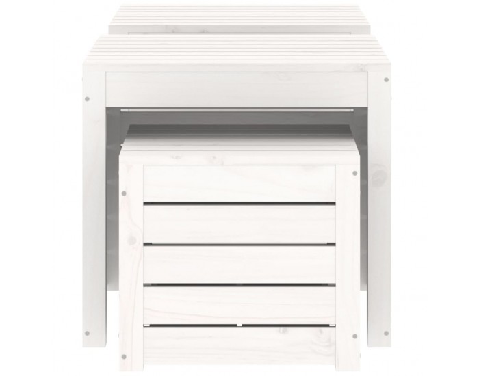 Sonata H Комплект градински кутии от 3 части, бели, масивно дърво бор