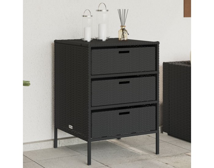 Sonata H Градински шкаф за съхранение черен 55x59x80 см полиратан