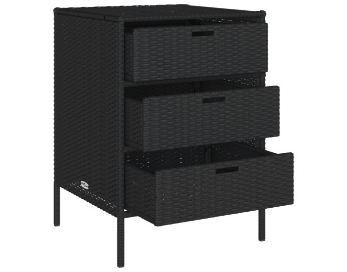 Sonata H Градински шкаф за съхранение черен 55x59x80 см полиратан