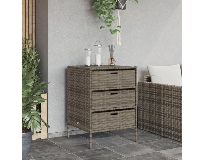 Sonata H Градински шкаф за съхранение сив 55x59x80 см полиратан