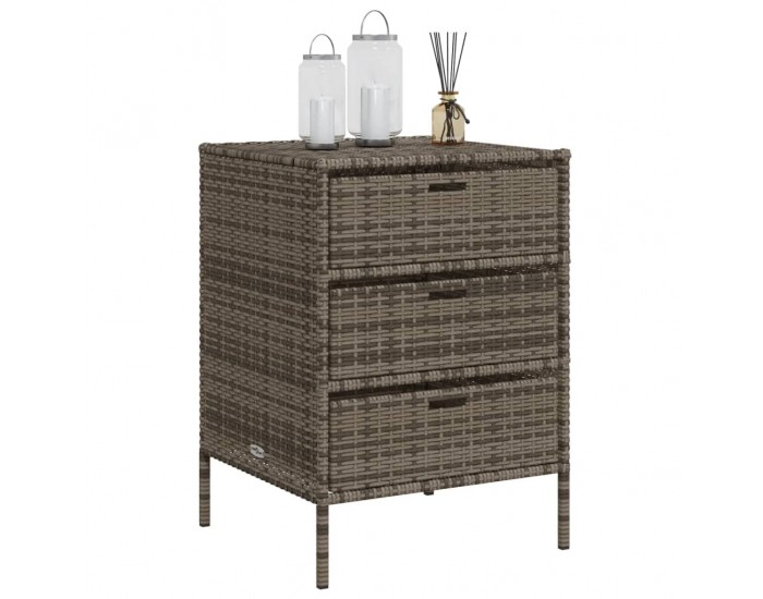 Sonata H Градински шкаф за съхранение сив 55x59x80 см полиратан