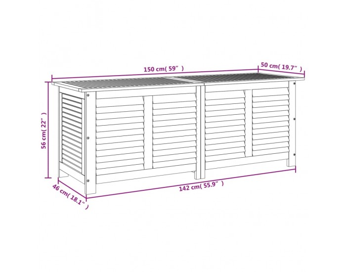 Sonata H Градинска кутия за съхранение 150x50x56 см акациево дърво масив