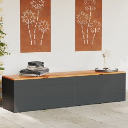Sonata H Външна кутия за съхранение черна 220x50x54 см PE ратан акация - Construcții de exterior