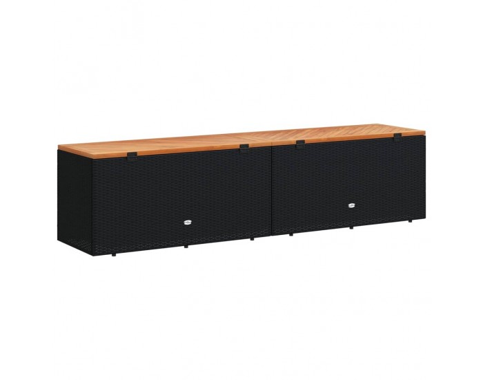 Sonata H Външна кутия за съхранение черна 220x50x54 см PE ратан акация