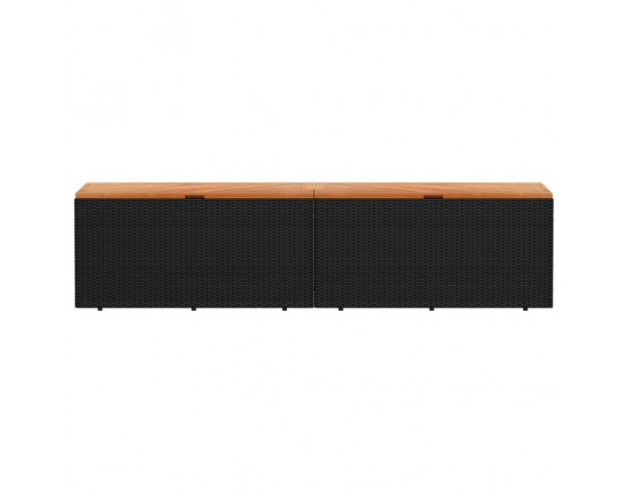 Sonata H Външна кутия за съхранение черна 220x50x54 см PE ратан акация