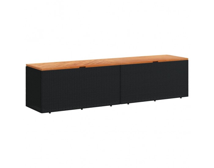 Sonata H Външна кутия за съхранение черна 220x50x54 см PE ратан акация