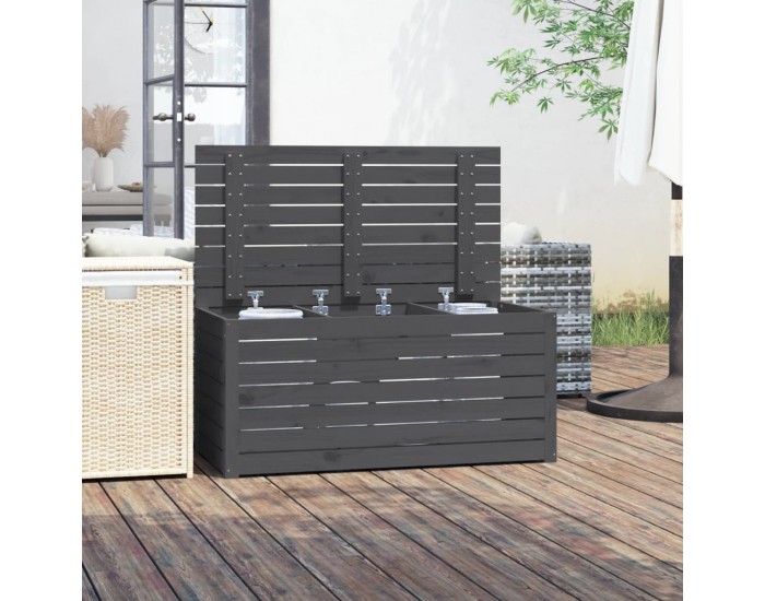 Sonata H Градинска кутия сива 101x50,5x46,5 см масивна борова дървесина