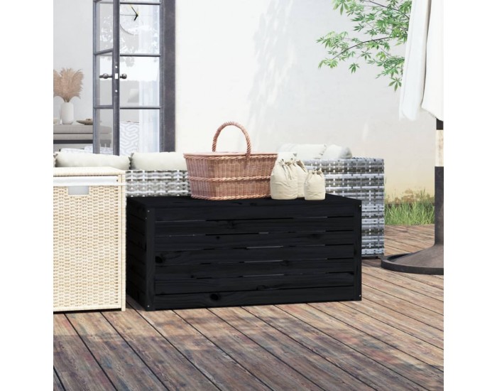 Sonata H Градинска кутия черна 101x50,5x46,5 см масивна борова дървесина