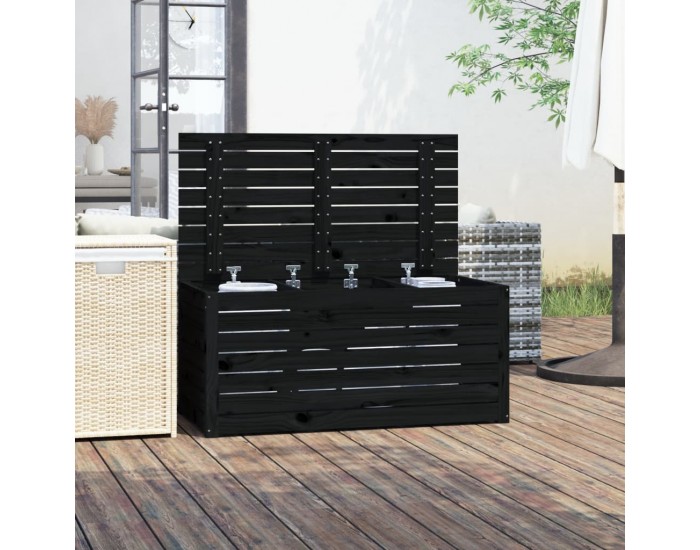 Sonata H Градинска кутия черна 101x50,5x46,5 см масивна борова дървесина