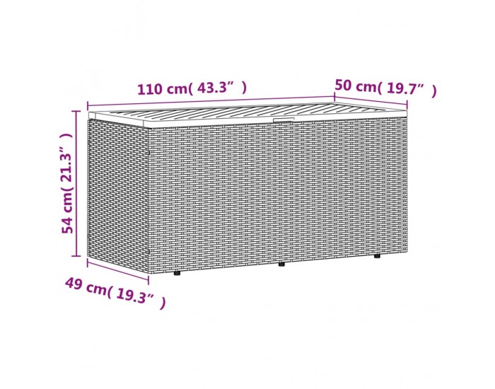 Sonata H Външна кутия за съхранение черна 110x50x54 см PE ратан акация