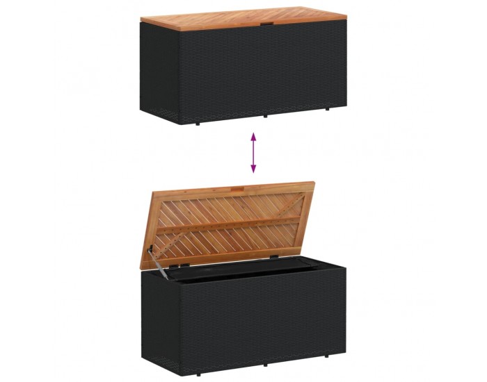 Sonata H Външна кутия за съхранение черна 110x50x54 см PE ратан акация