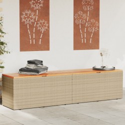 Sonata H Градинска кутия за съхранение бежов 220x50x54см PE ратан акация - Construcții de exterior