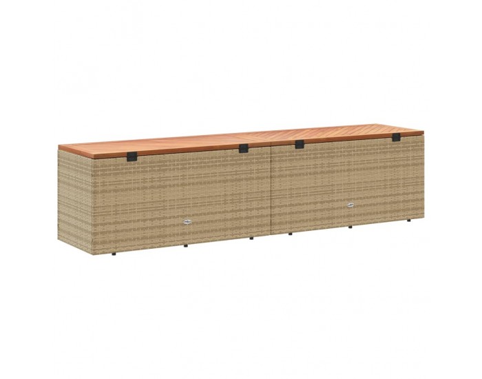 Sonata H Градинска кутия за съхранение бежов 220x50x54см PE ратан акация