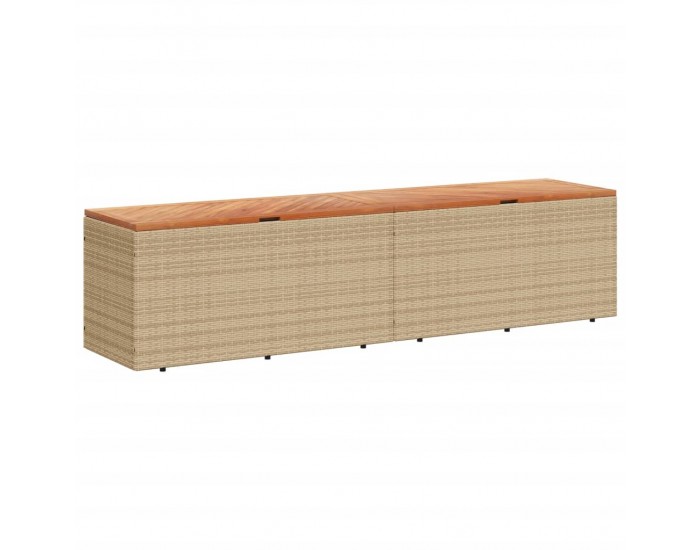 Sonata H Градинска кутия за съхранение бежов 220x50x54см PE ратан акация