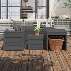 Sonata H Комплект градински кутии от 4 части, сиви, масивно дърво бор - Construcții de exterior
