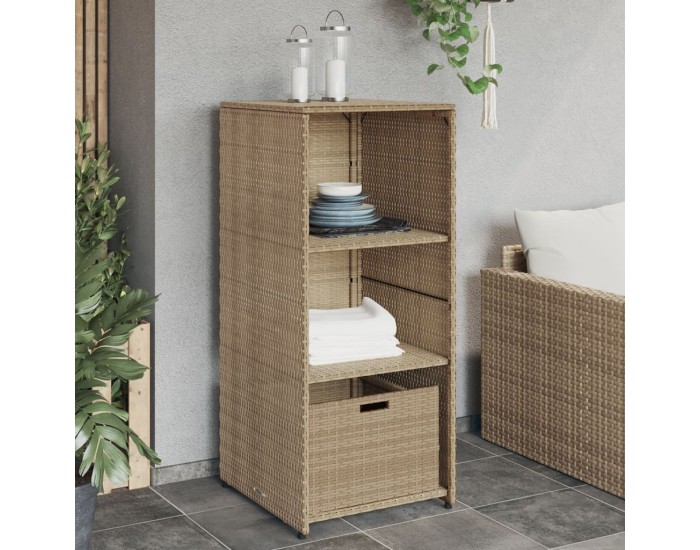 Sonata H Градински шкаф за съхранение бежов 50x55x115 см полиратан
