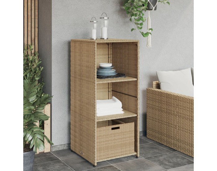 Sonata H Градински шкаф за съхранение бежов 50x55x115 см полиратан