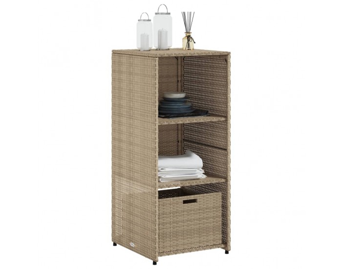 Sonata H Градински шкаф за съхранение бежов 50x55x115 см полиратан