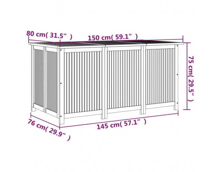 Sonata H Градинска кутия за съхранение 150x80x75 см акациево дърво масив