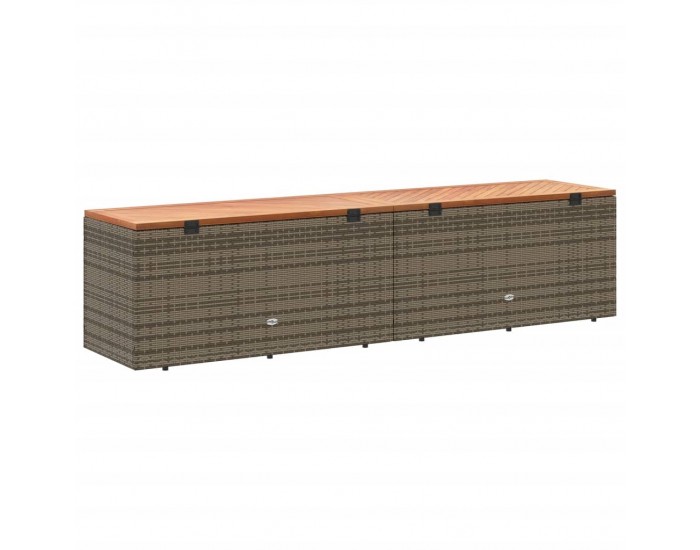 Sonata H Градинска кутия за съхранение сива 220x50x54 см PE ратан акация